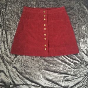 Wine Red Corduroy Mini Skirt
